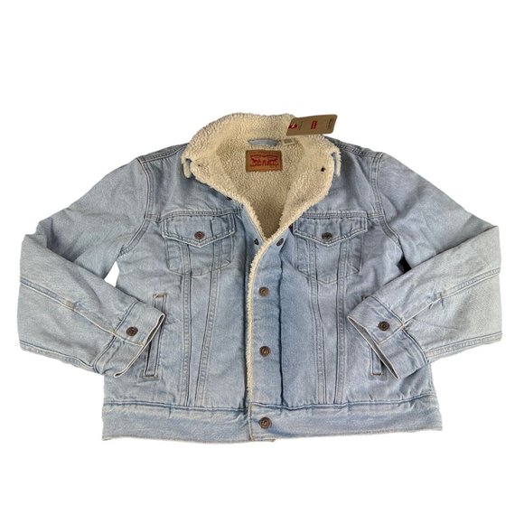 Levi's Ex-Boyfriend Indigo Worn-In Sherpa Denim Jacket Women's Size S - L - Picture 2 of 3